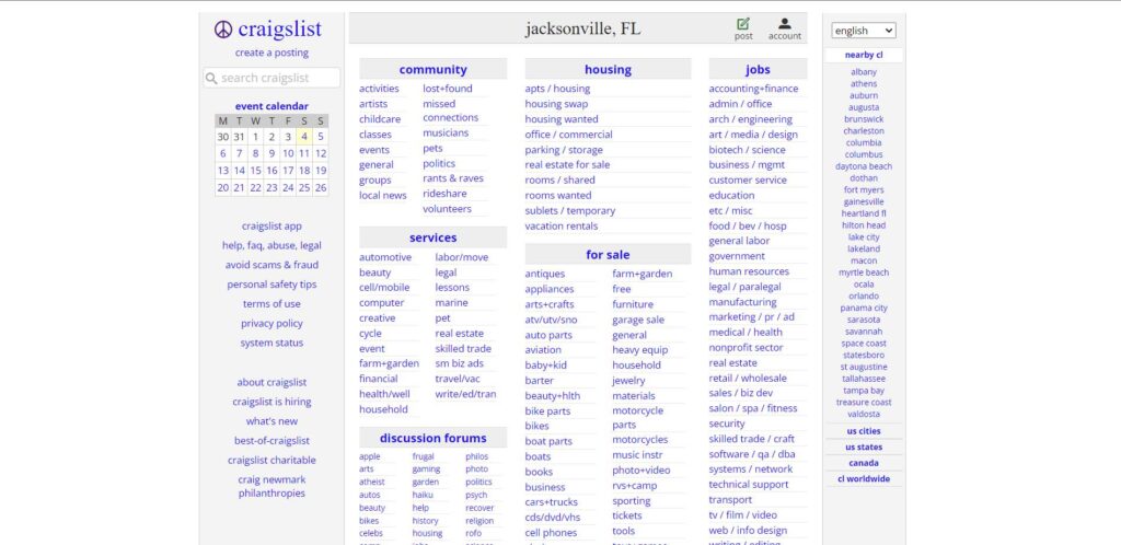 Craigslist Jacksonville Landing Page